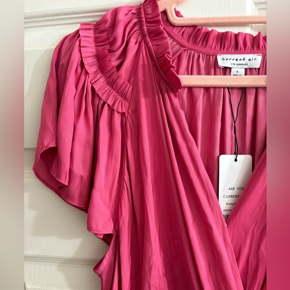 NWT Current Air Flutter Sleeve Mini Dress in Fuschia Pink Anthropologie Large - Picture 5 of 7